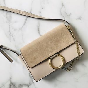 Tan/Grey Suede Chain Crossbody